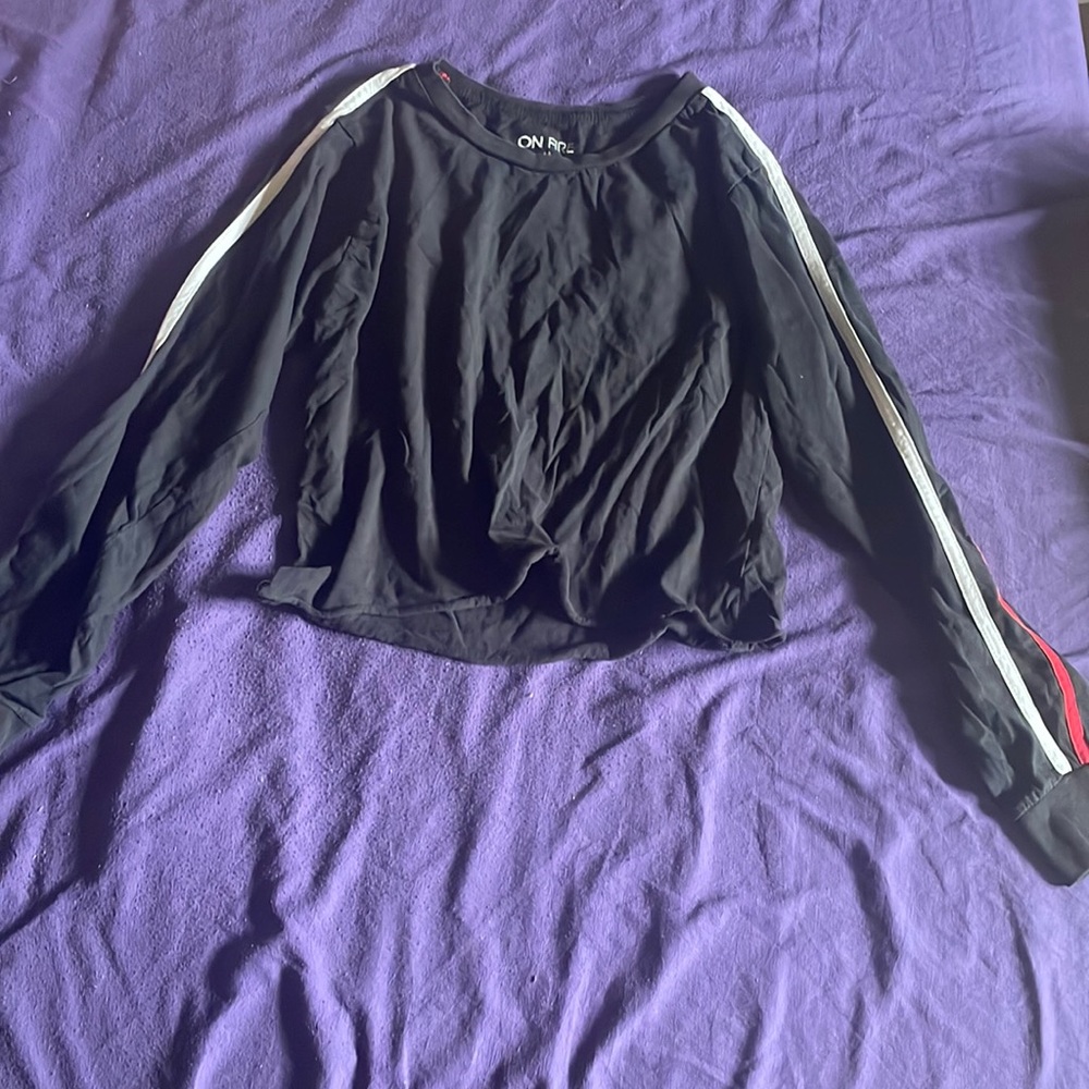 Black White and Red Long Sleeve Tee
